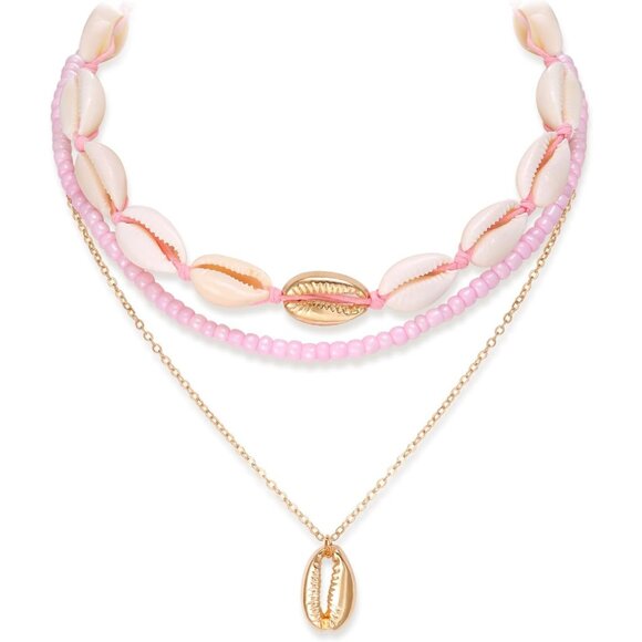 🆕 Women Pink Starfish Natural Seashell Choker Collar Necklace Handmade Jewelry - Picture 1 of 7